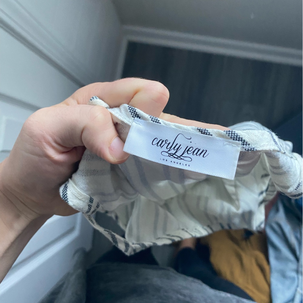 Carly Jean Los Angeles Linen-blend Striped Mini Dress Women’s Size Medium - Picture 2 of 5